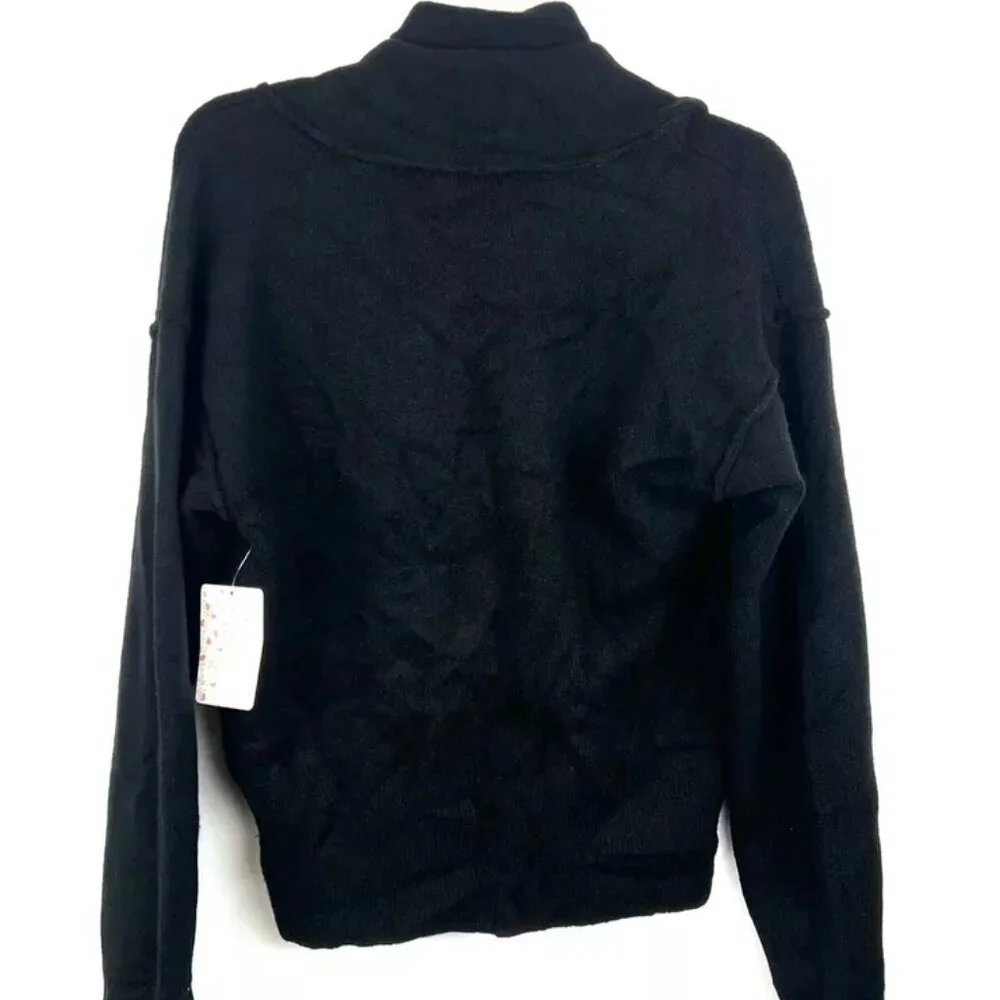 Free People Women’s Touch The Sky Black Long Sleeve Sweater Size Small